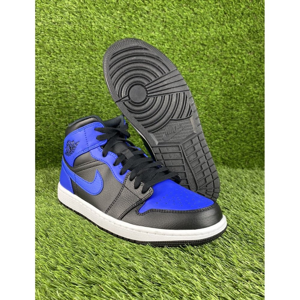 Nike Air Jordan 1 Mid "Hyper Royal Tumbled Leather" MEN SIZE 9.5 [554724-077]